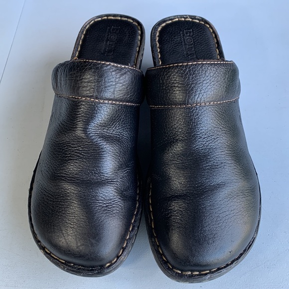 BORN Leather Clogs Women’s Size 8 Black Slip On Comfort Casual Work Shoes‎ - Picture 1 of 14